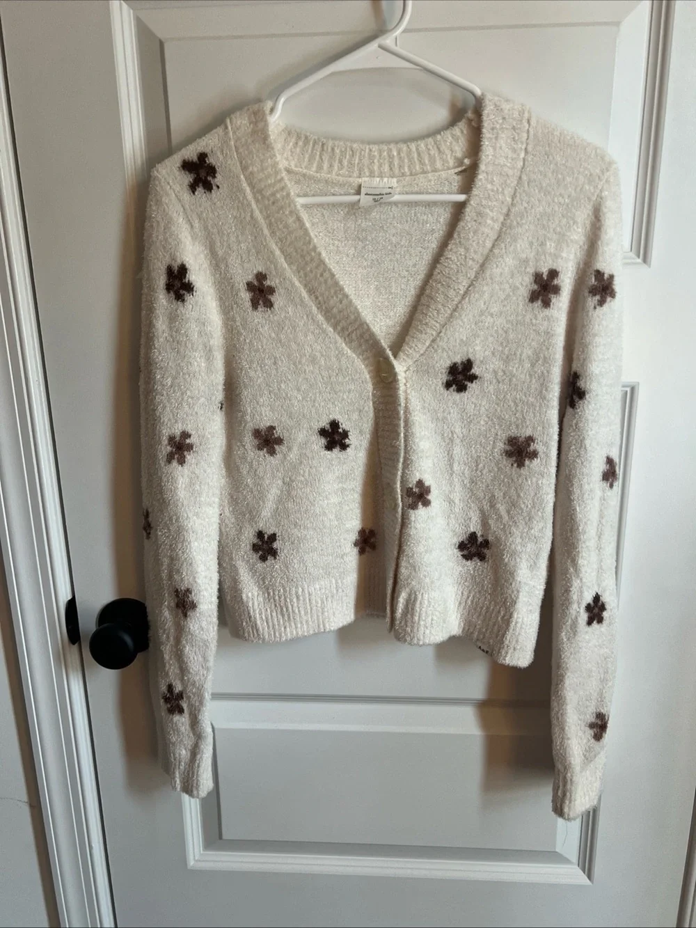 abercrombie kids Cream Cardigan with Brown Floral Dots